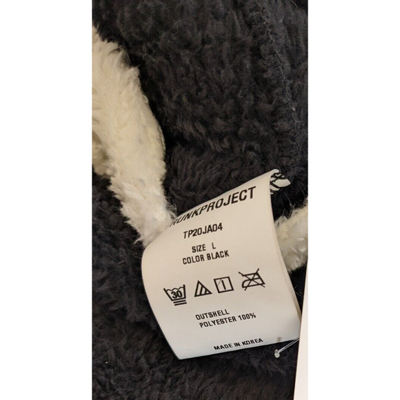 Trunk Project Size Large Fleece Jacket Black White Full Zip Pockets Long Sleeves - Picture 10 of 10